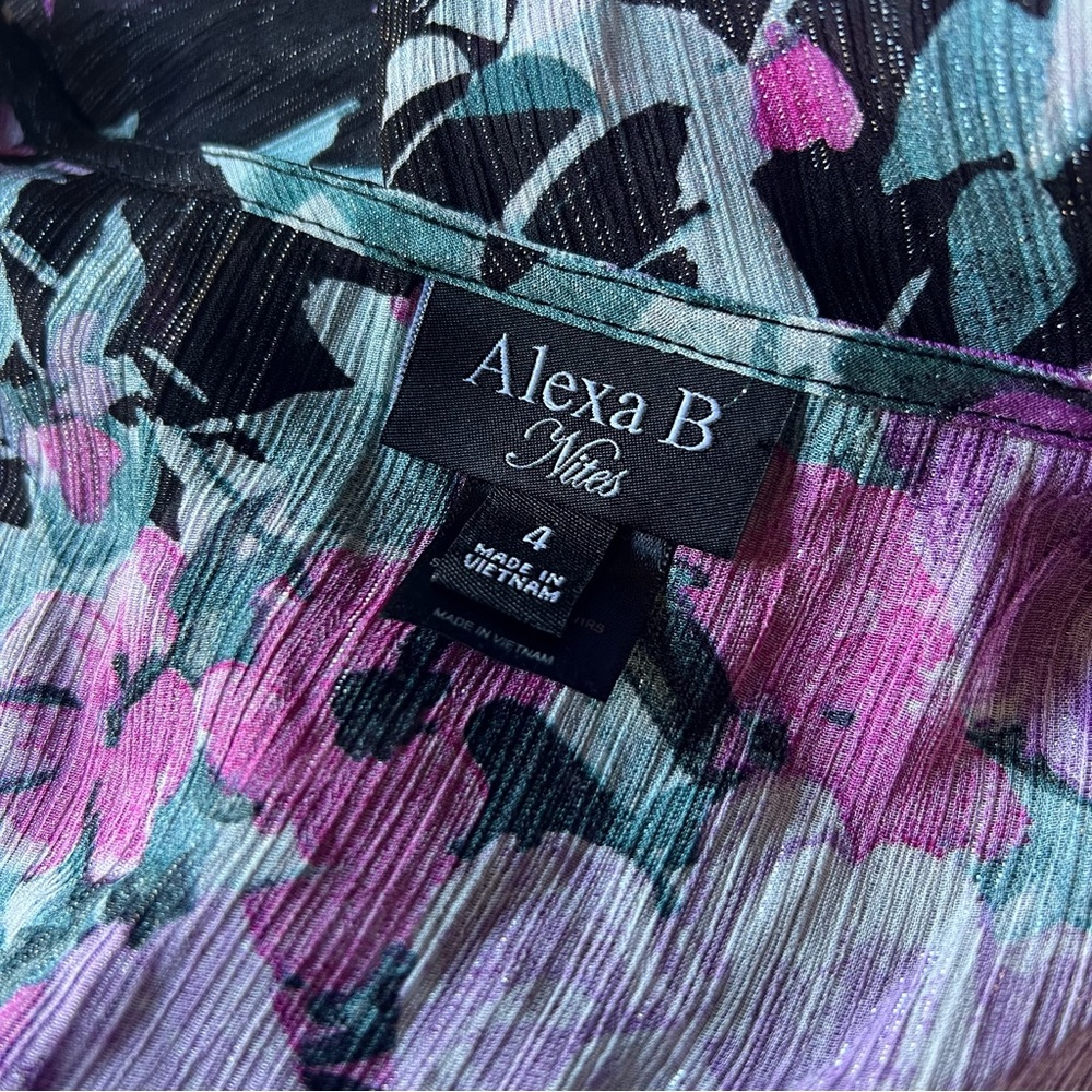 Alexa B Nites Shimmer Wrap Floral Maxi Dress - Picture 16 of 16